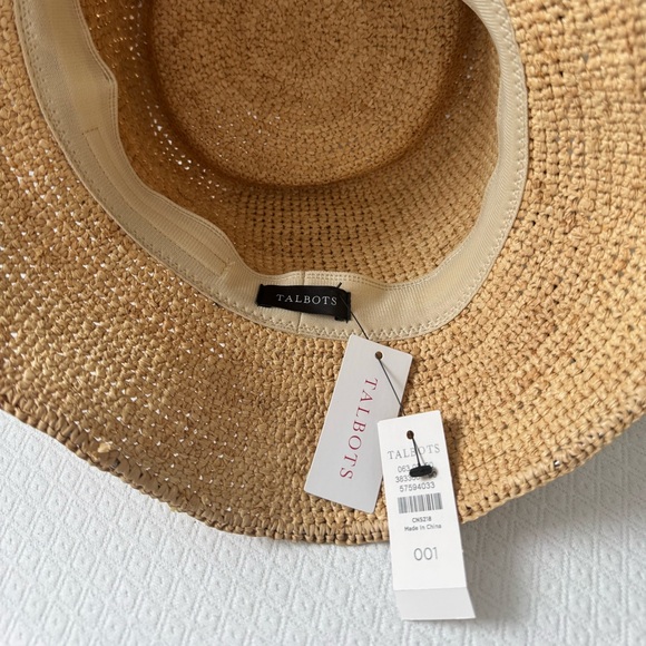 Talbots Straw Bucket Hat with Braided Brown Band - Picture 3 of 9